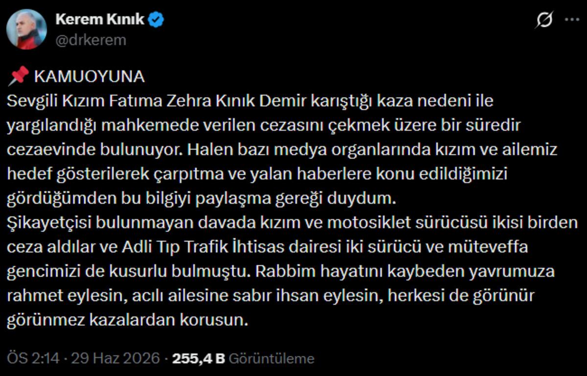 Kerem Kınık a&ccedil;ıkladı: Fatma Zehra Kınık Demir&rsquo;in cezaevinde olduğu ortaya &ccedil;ıktı 2