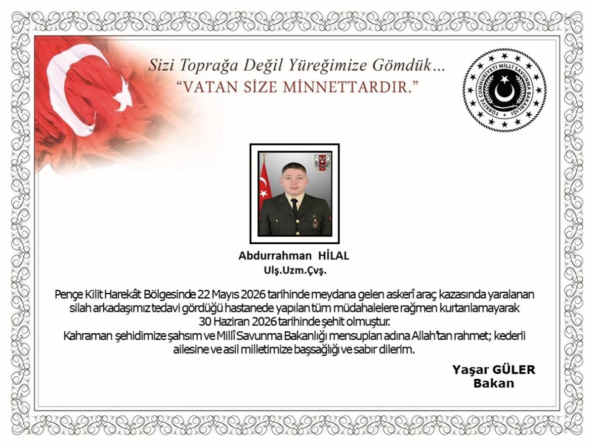MSB acı haberi duyurdu: 1 şehit 1