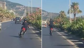 Motosiklet s&uuml;r&uuml;c&uuml;s&uuml;n&uuml;n tehlikeli yolculuğu kamerada