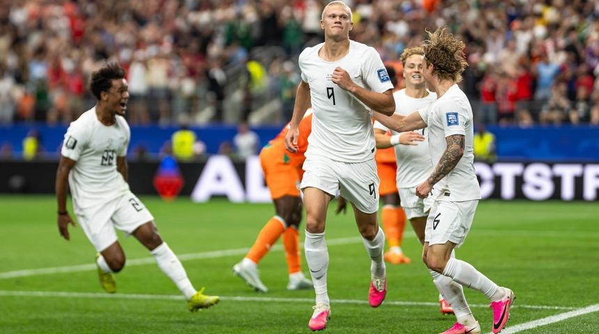 Haaland sahneye &ccedil;ıktı! Norve&ccedil; Fildişi'ni ge&ccedil;erek tur biletini kaptı