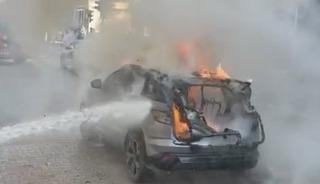Osmaniye&rsquo;de seyir halindeki otomobil yandı