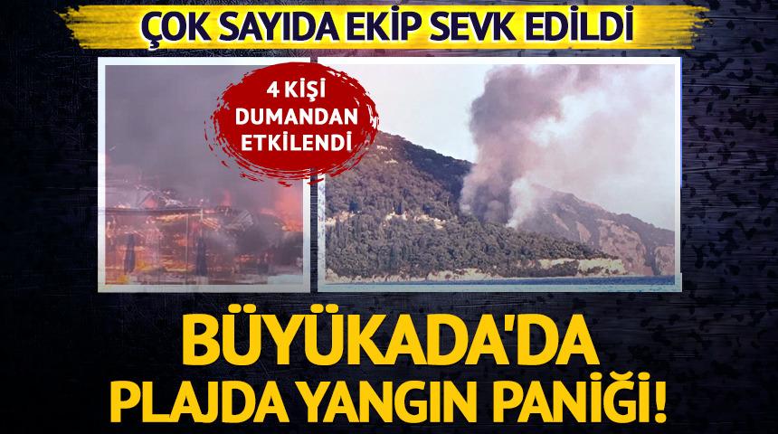 B&uuml;y&uuml;kada'da plajda yangın paniği
