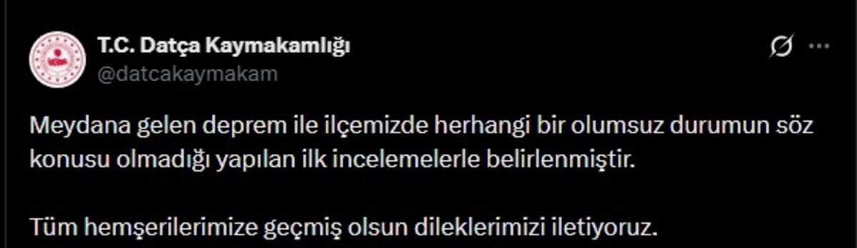 AFAD duyurdu! Dat&ccedil;a a&ccedil;ıklarında 5.3 b&uuml;y&uuml;kl&uuml;ğ&uuml;nde deprem 2
