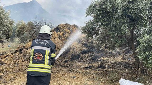 Osmaniye&rsquo;de bah&ccedil;edeki saman balyaları yandı, zeytin fidanları zarar g&ouml;rd&uuml; 3