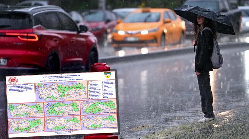 Meteoroloji haritayı paylaştı! Kavurucu sıcaklara mola: Sağanak ve fırtına yolda! İstanbul i&ccedil;in tarih verildi