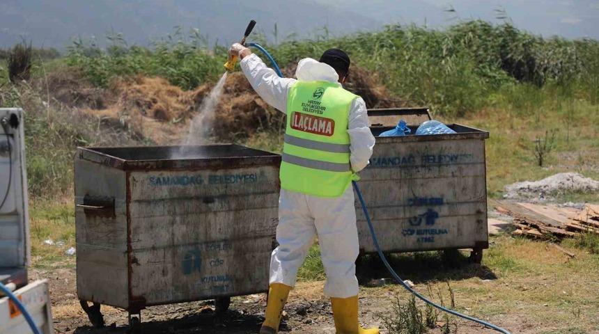 Hatay B&uuml;y&uuml;kşehir Belediyesi il genelinde ila&ccedil;lama &ccedil;alışmalarına aralıksız devam ediyor