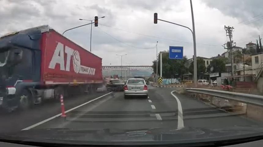 D-650&rsquo;de y&uuml;rekleri ağza getiren kaza kamerada