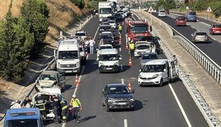 Tekirdağ'da zincirleme trafik kazası! 7 ara&ccedil; birbirine girdi