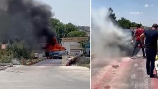 Diyarbakır’da seyir halindeki araç alev aldı