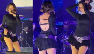 Sahnede kal&ccedil;a dansı yaptı! Yine adından s&ouml;z ettirdi
