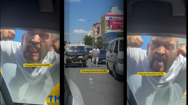 Trafikte iğrenç anlar! Önce hareket çekti, sonra özel bölgesini gösterdi
