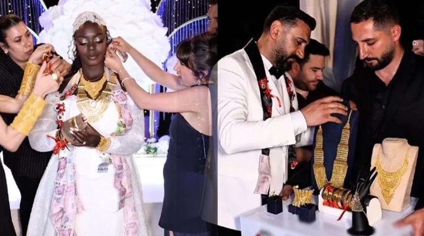 İzmitli fenomen Zehra &Ouml;zdemir'in d&uuml;ğ&uuml;n&uuml;nde altın şov vardı! '1 &ccedil;anta altın &ccedil;alındı'