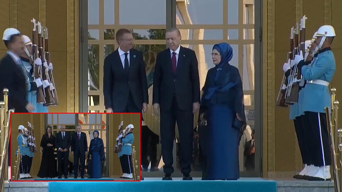 NATO Zirvesi'nde Cumhurbaşkanı Erdoğan ve eşi Emine Erdoğan liderleri Külliye'de karşıladı!