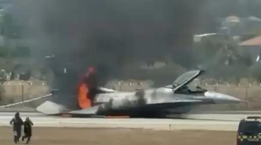 Yunanistan'a ait F-16 alev aldı