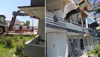 Balkon &ccedil;ıkıntısına kep&ccedil;eli yıkım: Ev sahipleri isyan etti