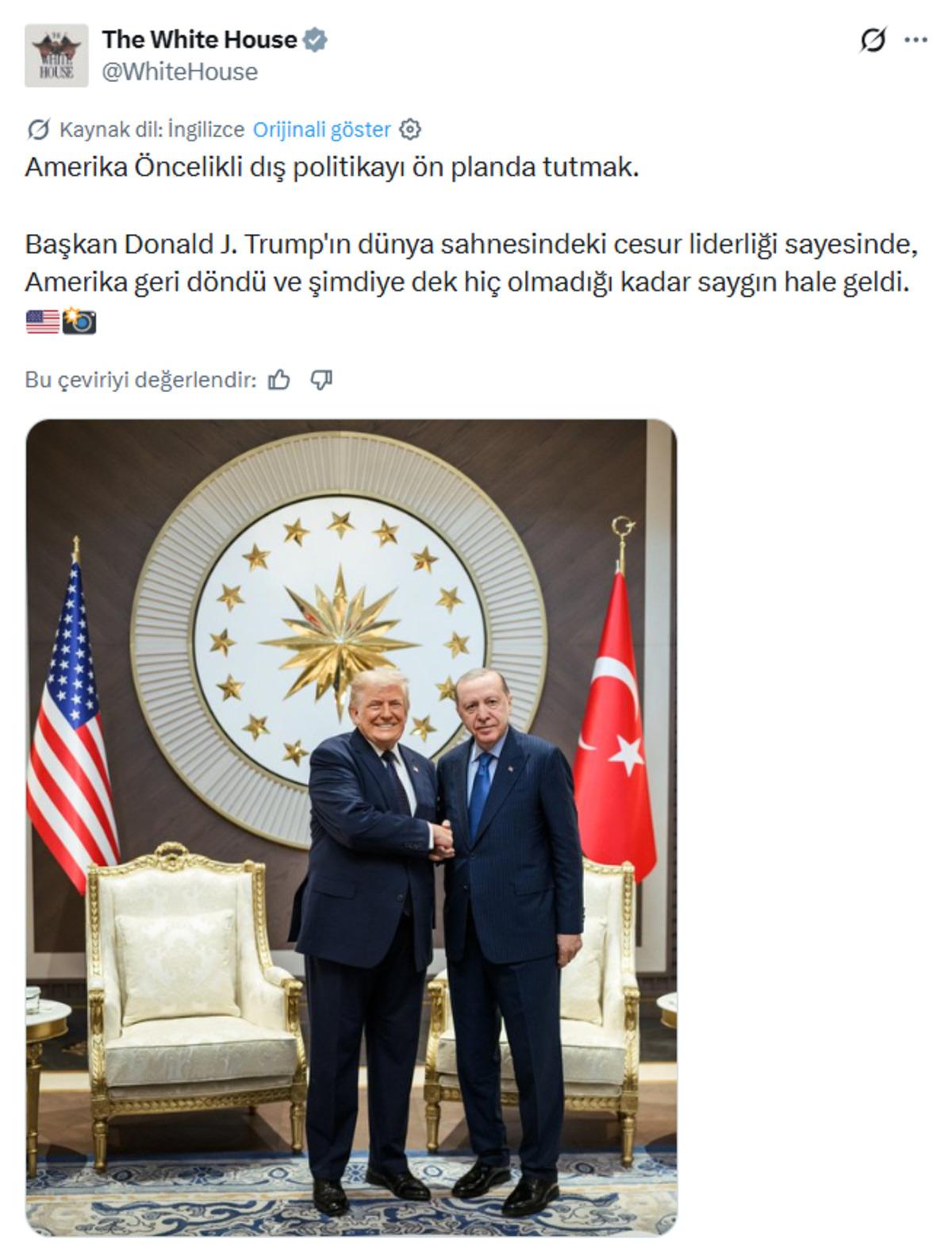 Beyaz Saray, Trump ve Erdoğan ın tokalaştığı fotoğrafı paylaştı 2