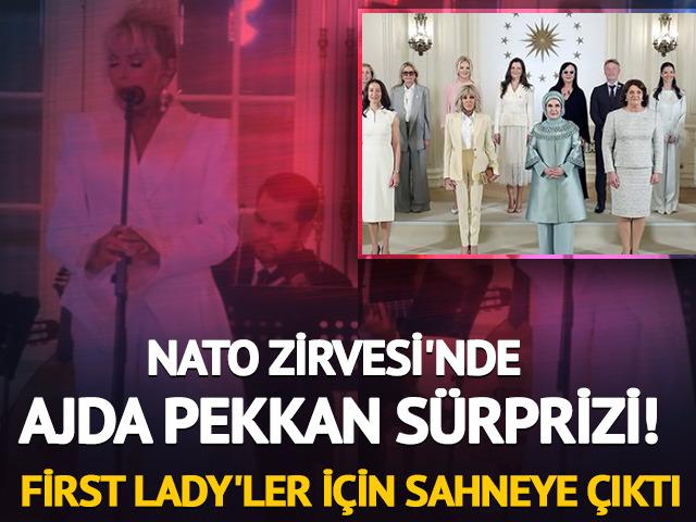 NATO Zirvesi'nde Ajda Pekkan s&uuml;rprizi: First Lady'ler i&ccedil;in sahneye &ccedil;ıktı