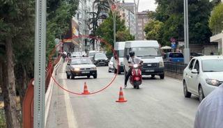 Trafik denetimini g&ouml;r&uuml;nce anayolda geri geri ka&ccedil;tı, motorize polis yakaladı
