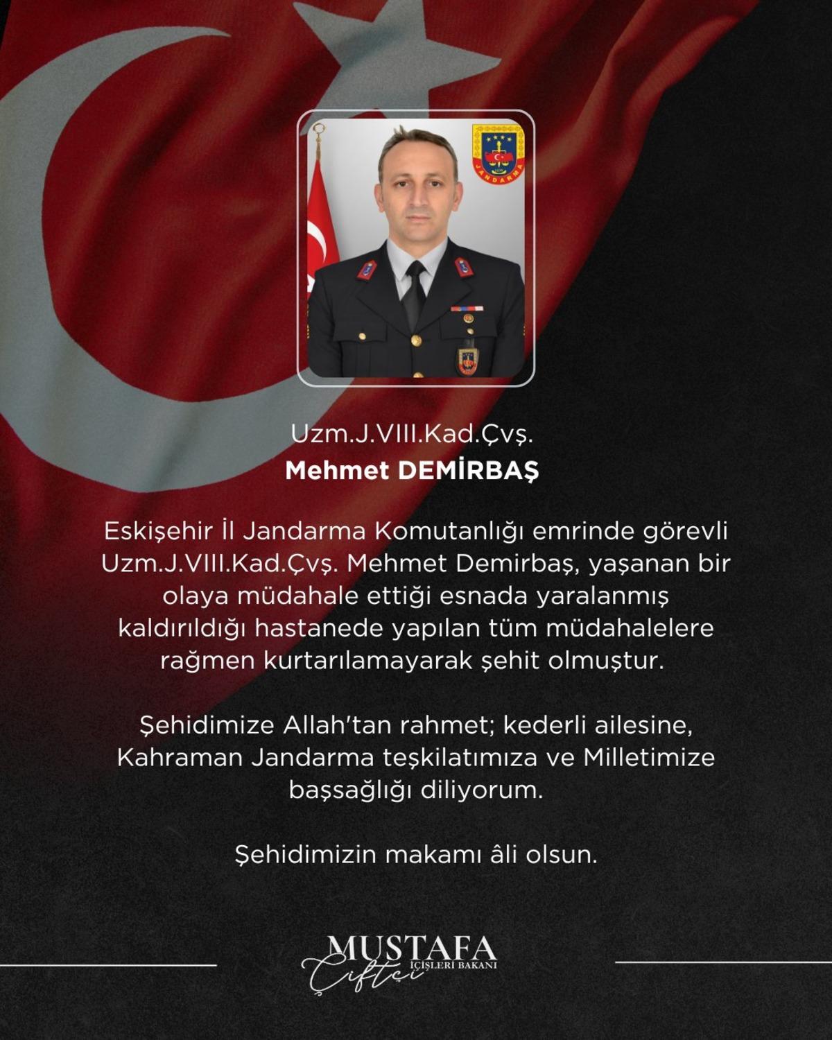 Eskişehir den kahreden haber! Uzman çavuş Mehmet Demirbaş şehit oldu 1