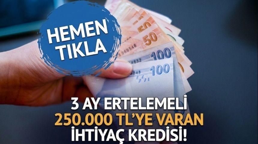 3 ay ertelemeli 250.000 TL'ye varan ihtiya&ccedil; kredisi