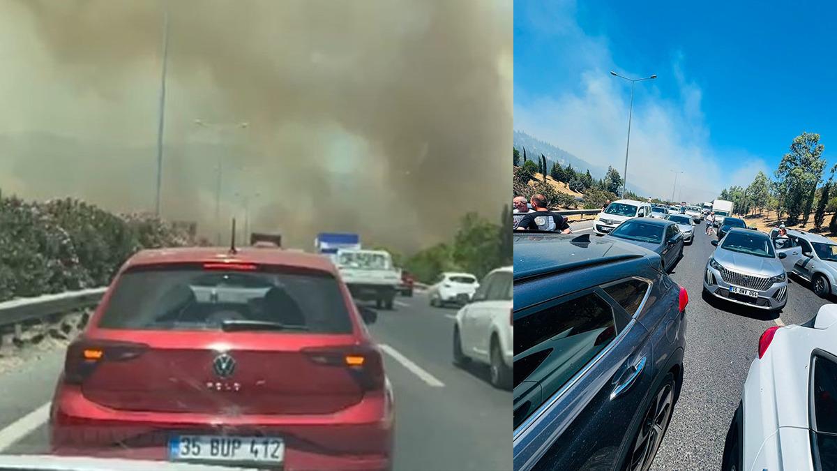Manisa'daki yangından korkutan görüntüler! İzmir-İstanbul Otoyolu'na ulaştı: Ekipler seferber oldu