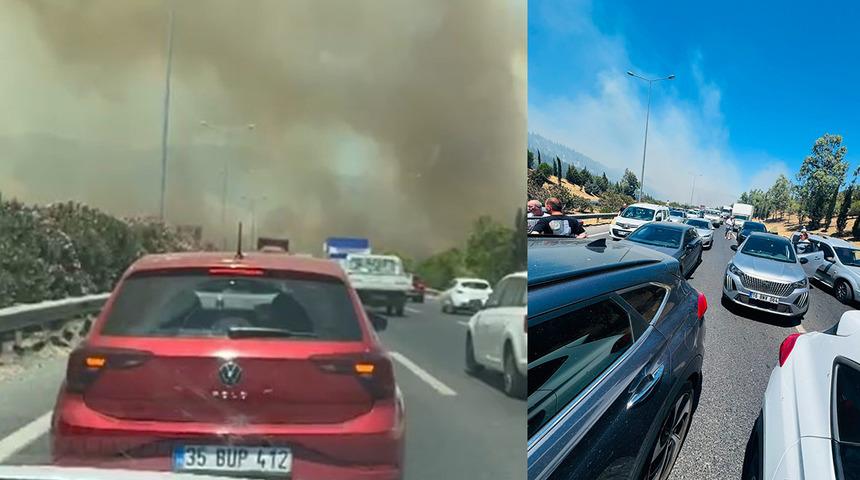 Manisa'daki yangından korkutan g&ouml;r&uuml;nt&uuml;ler! İzmir-İstanbul Otoyolu'na ulaştı: Ekipler seferber oldu