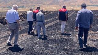 Elazığ’da küle dönen 70 dönümlük ekili alanda hasar tespit çalışmaları