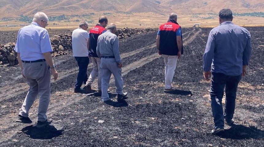 Elazığ&rsquo;da k&uuml;le d&ouml;nen 70 d&ouml;n&uuml;ml&uuml;k ekili alanda hasar tespit &ccedil;alışmaları