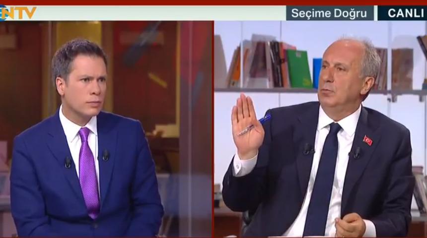 Muharrem İnce'den canlı yayında NTV sunucusuna miting tepkisi