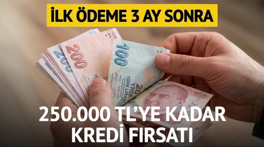 3 ay ertelemeli 250.000 TL'ye varan ihtiya&ccedil; kredisi