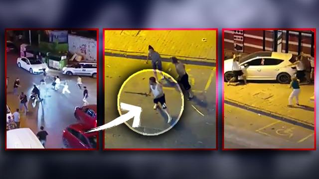 İstanbul'da sokak kavgasında kılıçlar çekildi! Korkunç anlar kamerada