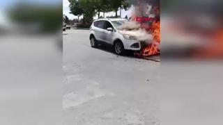 Yer: Çorum!  Cip seyir halindeyken alev aldı