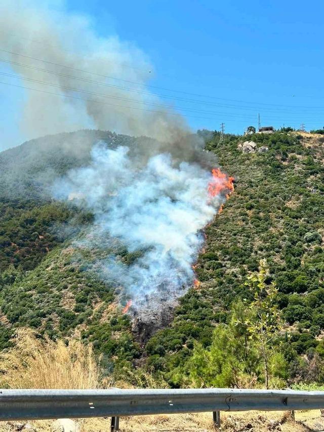 Narlıdere’deki orman yangınına havadan ve karadan müdahale 1