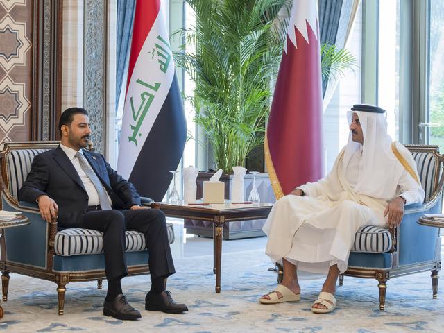 Katar Emiri Şeyh Temim,  Irak Başbakanı Zeydi ile g&ouml;r&uuml;şt&uuml;