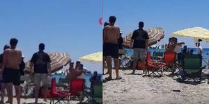 &Ccedil;eşme'de 'şemsiye' kavgası! Ortalık savaş alanına d&ouml;nd&uuml;: O anlar kamerada