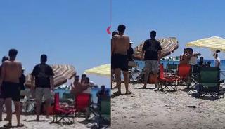 &Ccedil;eşme'de 'şemsiye' kavgası! Ortalık savaş alanına d&ouml;nd&uuml;: O anlar kamerada