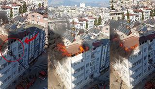 Yangından kurtulmak i&ccedil;in apartamanın duvarında asılı kaldılar