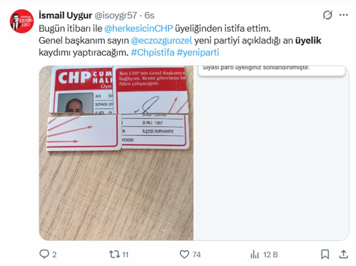 &Ouml;zg&uuml;r &Ouml;zel in yeni parti a&ccedil;ıklamasının ardından CHP de istifa yağmuru: Milletvekilleri, parti &uuml;yeleri... e-Devlet sistemi kilitlendi 7