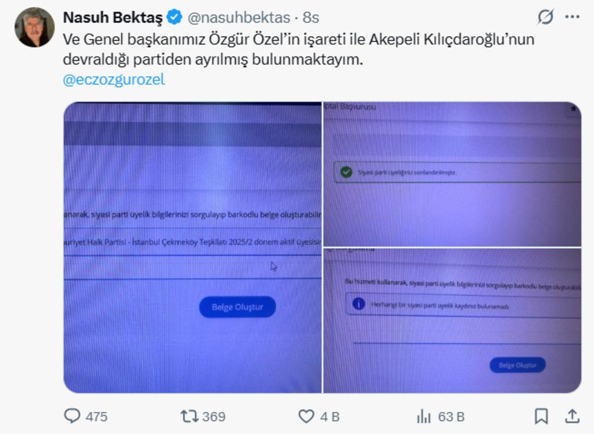 &Ouml;zg&uuml;r &Ouml;zel in yeni parti a&ccedil;ıklamasının ardından CHP de istifa yağmuru: Milletvekilleri, parti &uuml;yeleri... e-Devlet sistemi kilitlendi 8