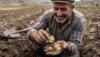 Tarladan 15 bin par&ccedil;a altın ve g&uuml;m&uuml;ş &ccedil;ıktı