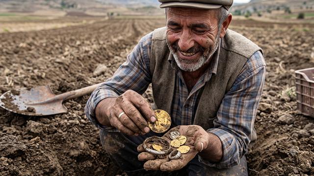 Çekiç ararken hazine buldu! Tarladan 15 bin parça altın ve gümüş çıktı