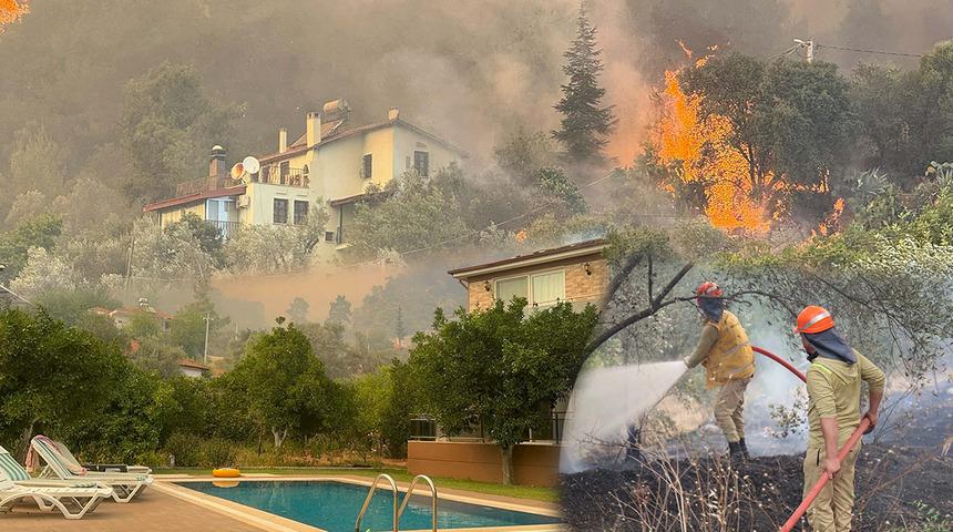 Muğla'da orman yangını b&uuml;y&uuml;yor! Alevler evlere ulaştı