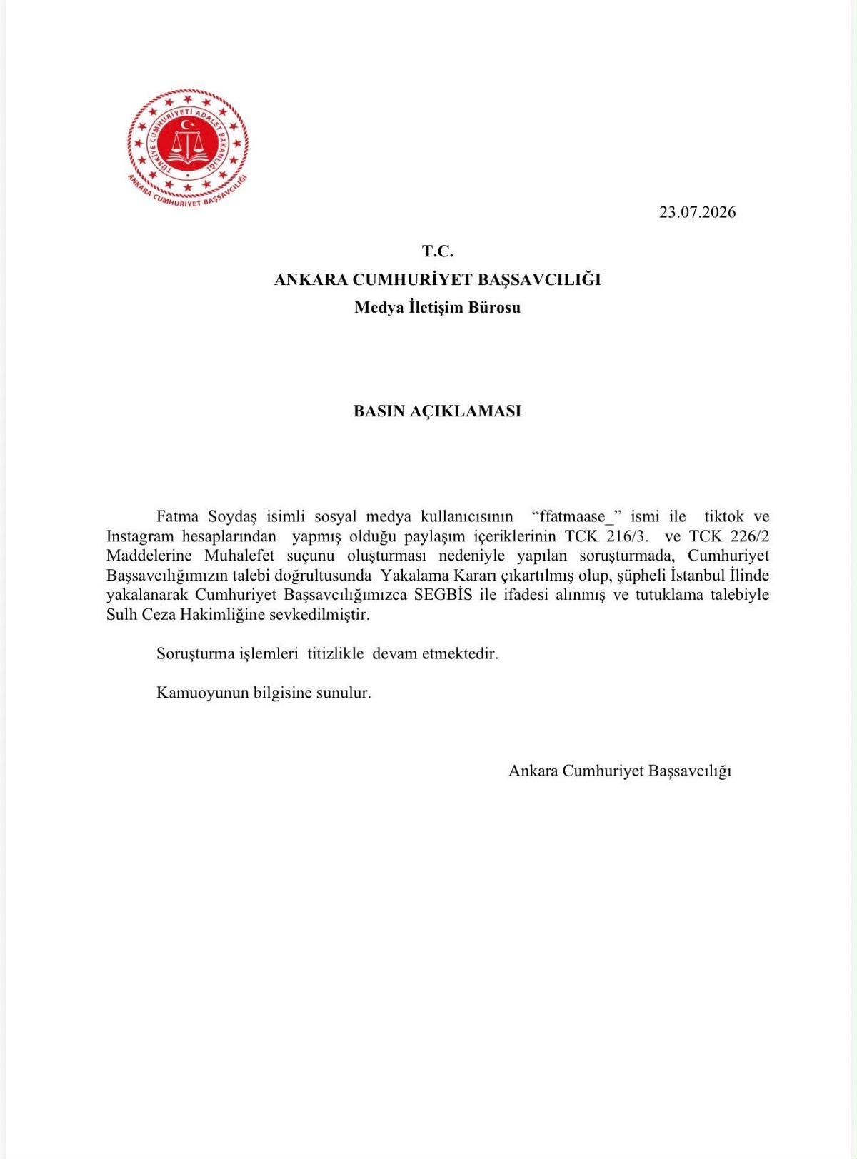 “Çıplak ayak” paylaşımına açıklama yaptı! Fatma Soydaş’a tutuklama talebi 1