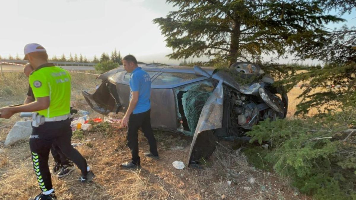 Karaman’da otomobil şarampole takla attı: 1 yaralı 1