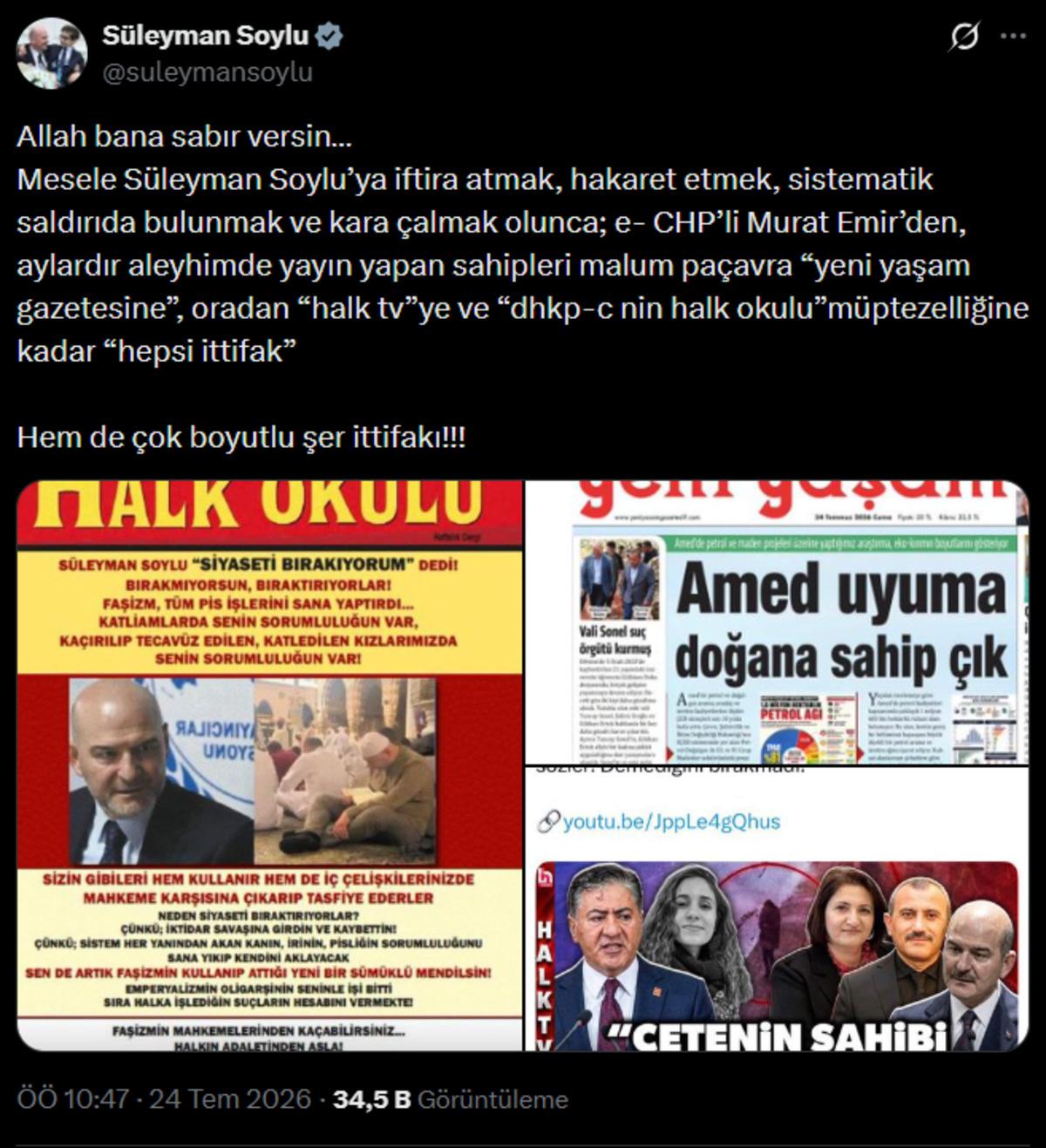 Süleyman Soylu dan Murat Emir e sert tepki! "Çok boyutlu şer ittifakı" 1