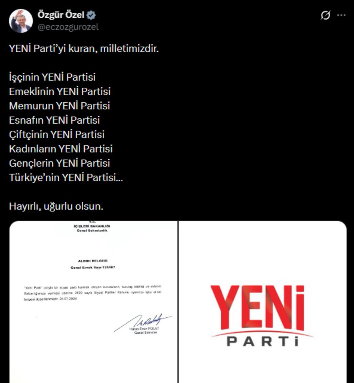 &Ouml;zg&uuml;r &Ouml;zel den Yeni Parti sonrası ilk mesaj 2