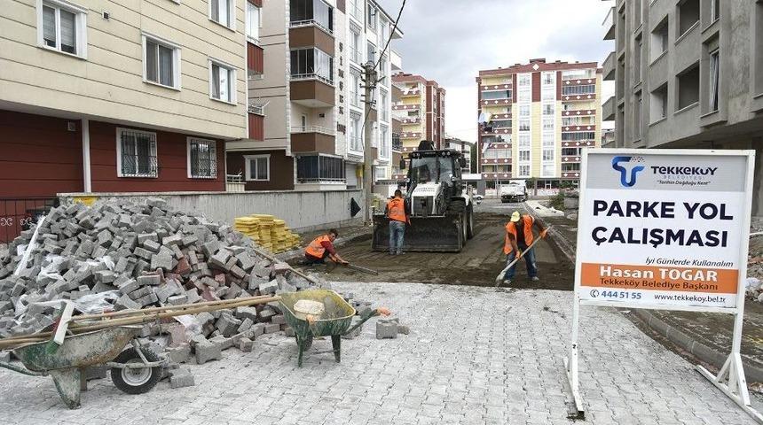 Tekkek&ouml;y Parke Taş İle Kaplanıyor