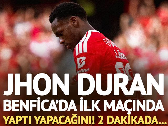 Jhon Duran'dan Benfica formasıyla muhteşem başlangı&ccedil;! 2 dakikada ma&ccedil;a damga vurdu