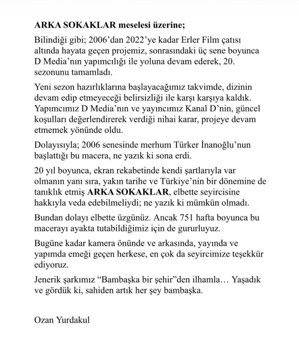 Arka Sokaklar için sonunda karar verildi! Beklenen açıklama geldi 2