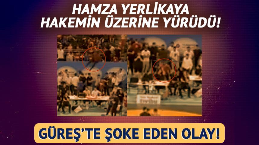 Güreş şampiyonasında şok olay! Hamza Yerlikaya mindere atlayıp hakemin üzerine yürüdü